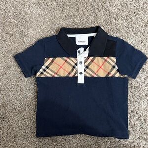 Burberry Kids Polo in Navy and Beige Check